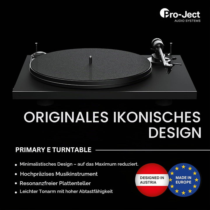 Pro-Ject Primary E Phono, Audiophiler Plug&amp;Play Plattenspieler mit integrierter Phono Vorstufe (Rot)