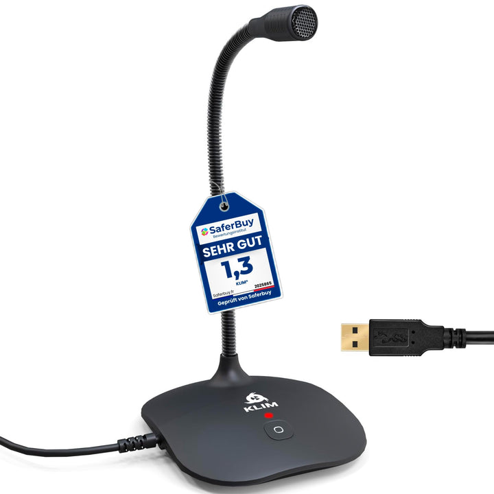 KLIM Talk USB - Standmikrofon PC und Mac - Kompatibel mit jedem Computer - Professionelles USB Mikro