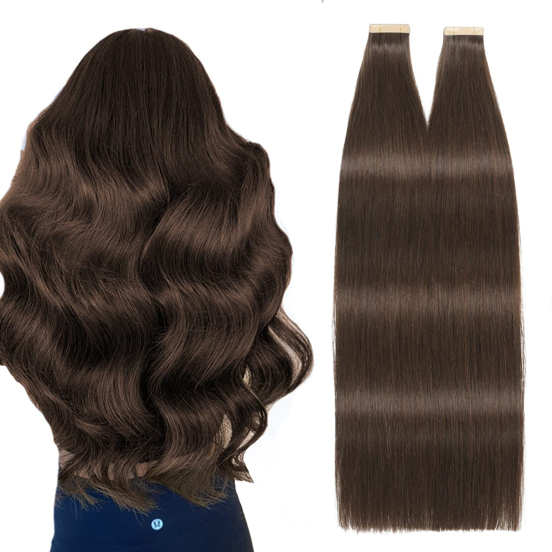 Tape Extensions Echthaar 40stück 100g Kastanienbraun 100% Natürliche Echthaar Extensions Tape Remy H