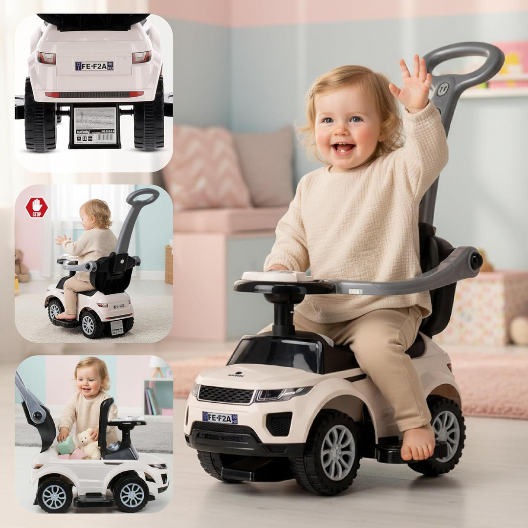 4in1 Kinderauto Rutschauto ab 2 Jahre und Schiebeauto mit Hupe und Musik, Rutschauto mit Stauraum un