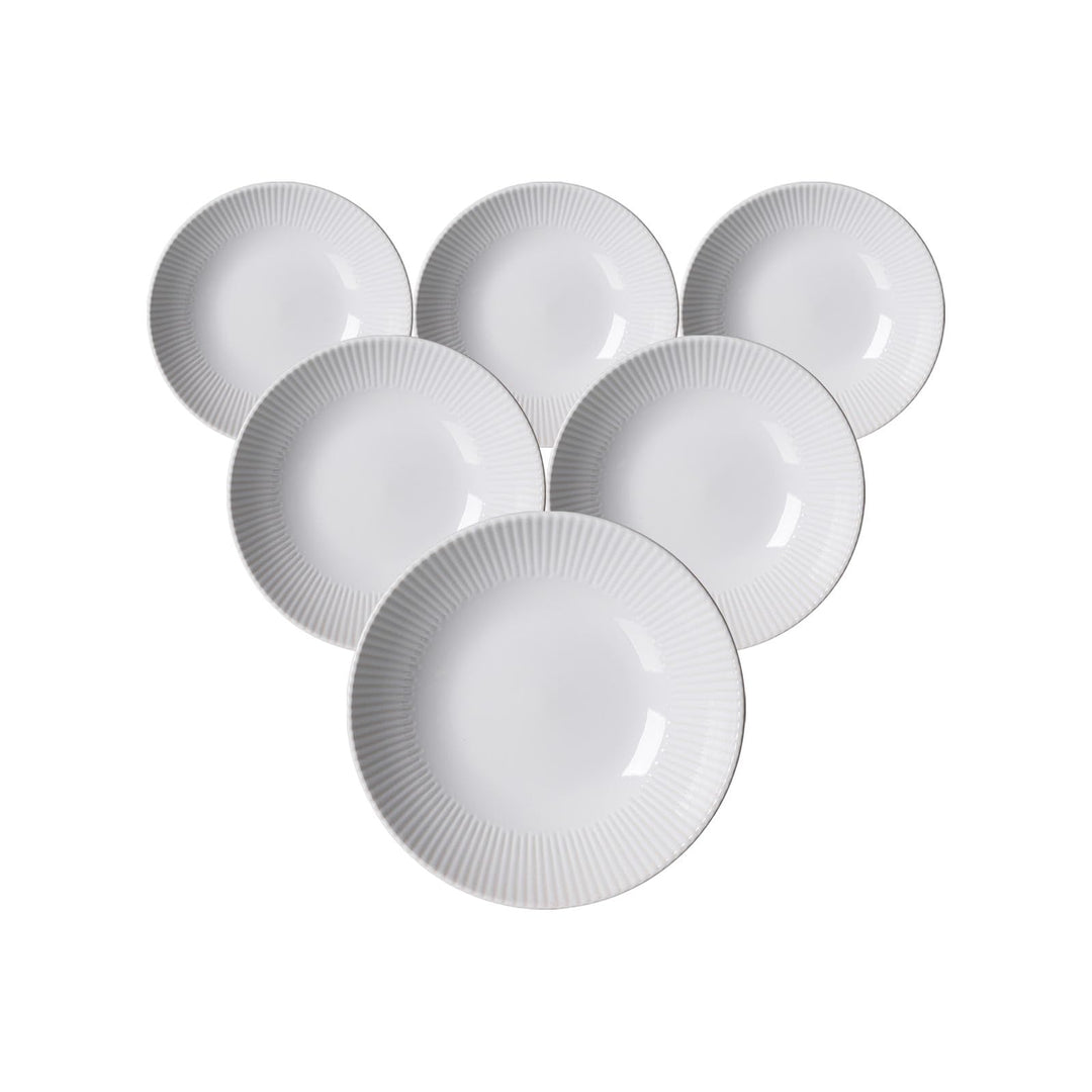 Ritzenhoff & Breker Banda Suppenteller 6er Set, 20 cm, Tiefe Essteller mit Streifen-Relief, Minimali