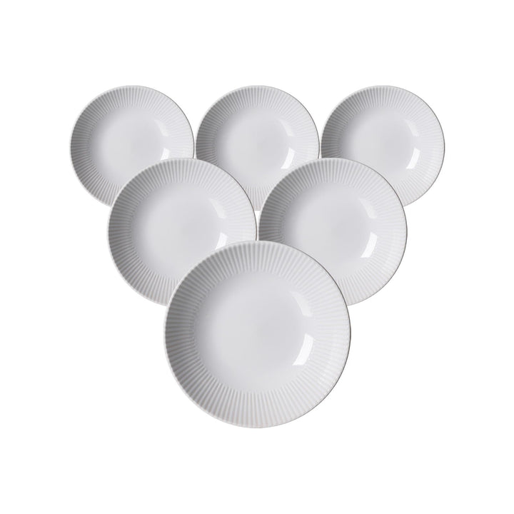 Ritzenhoff & Breker Banda Suppenteller 6er Set, 20 cm, Tiefe Essteller mit Streifen-Relief, Minimali