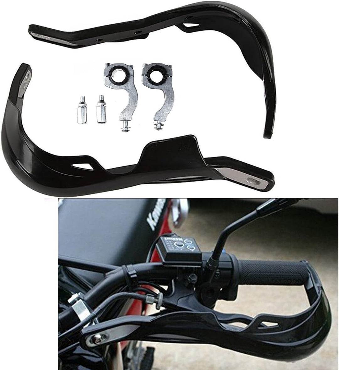 Paar 22mm 7/8" Schwarz Universal Motorrad/ATV Bike Handprotektoren Handschützer Protektor, Schwarz