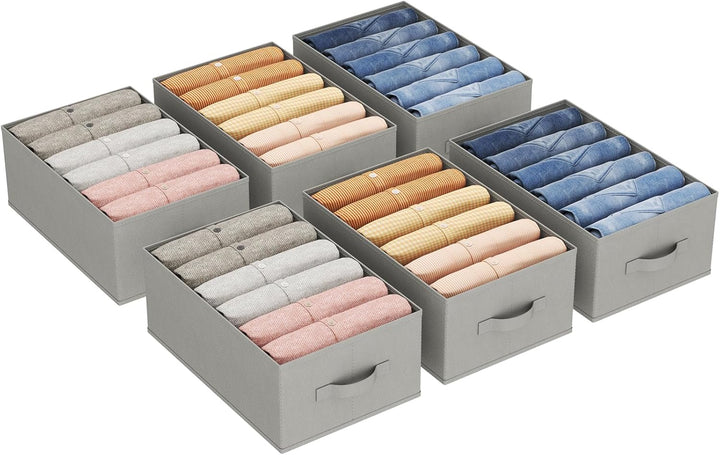 Lifewit Schrank Aufbewahrungsbox Kleidung, Jeans Ordner für Kleiderschrank mit Trennplatte, 6 Fächer