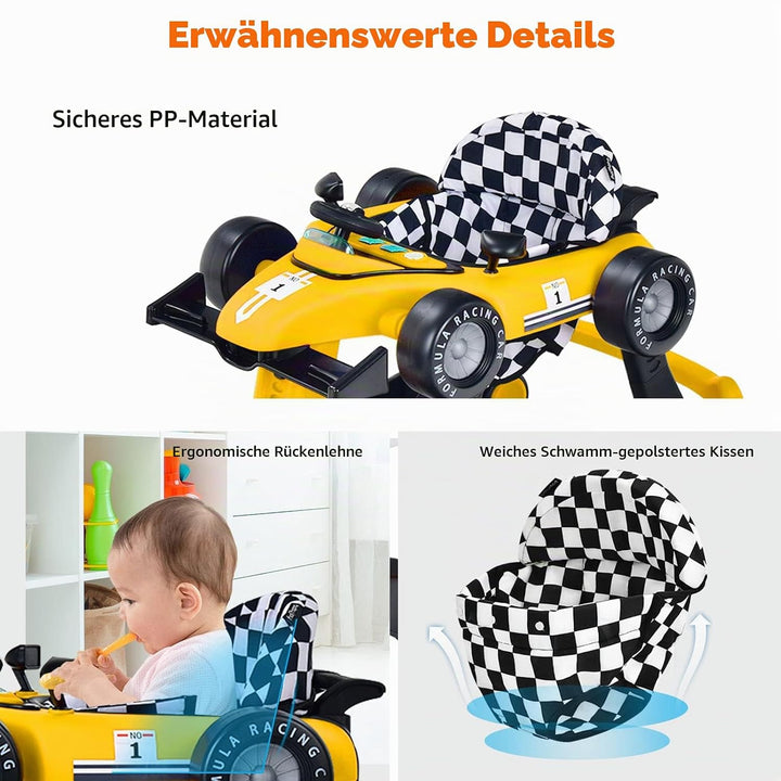 LIFEZEAL 4 in 1 Lauflernhilfe Baby, Höhenverstellbares &amp; Klappbares Babywalker, Baby Gehfrei ab 6 Mo