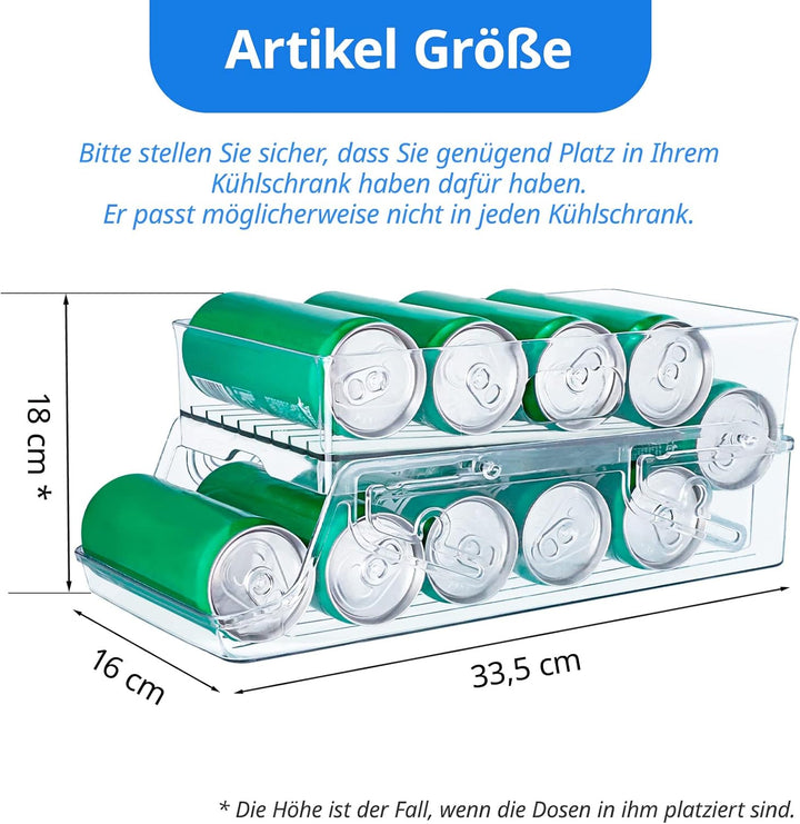 Mulaibdin Kühlschrank Organizer Dosen, Auto-Scrollen Dosenspender Kühlschrank, 2 Tier Fridge Organiz