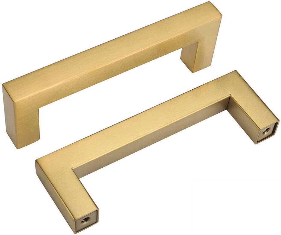 goldenwarm 5 Stück Schrankgriffe Gold Möbelgriffe 96mm Lochabstand Goldene Griffe Küchenschrank Grif