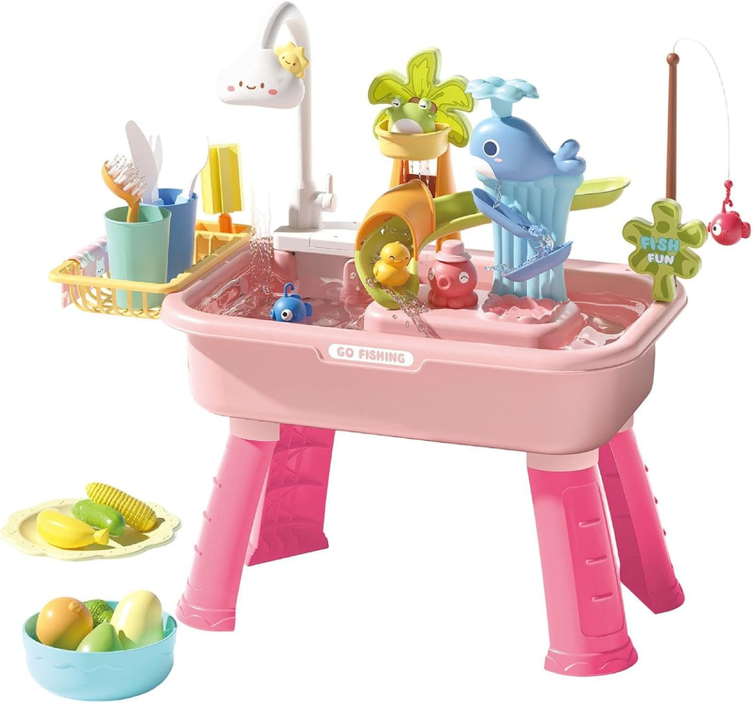 Wasserspieltisch Kinder Mit Wasserpumpe, 54x29x53 cm Grosser Wassertisch Für Kinder Mit Zubehör, Sho