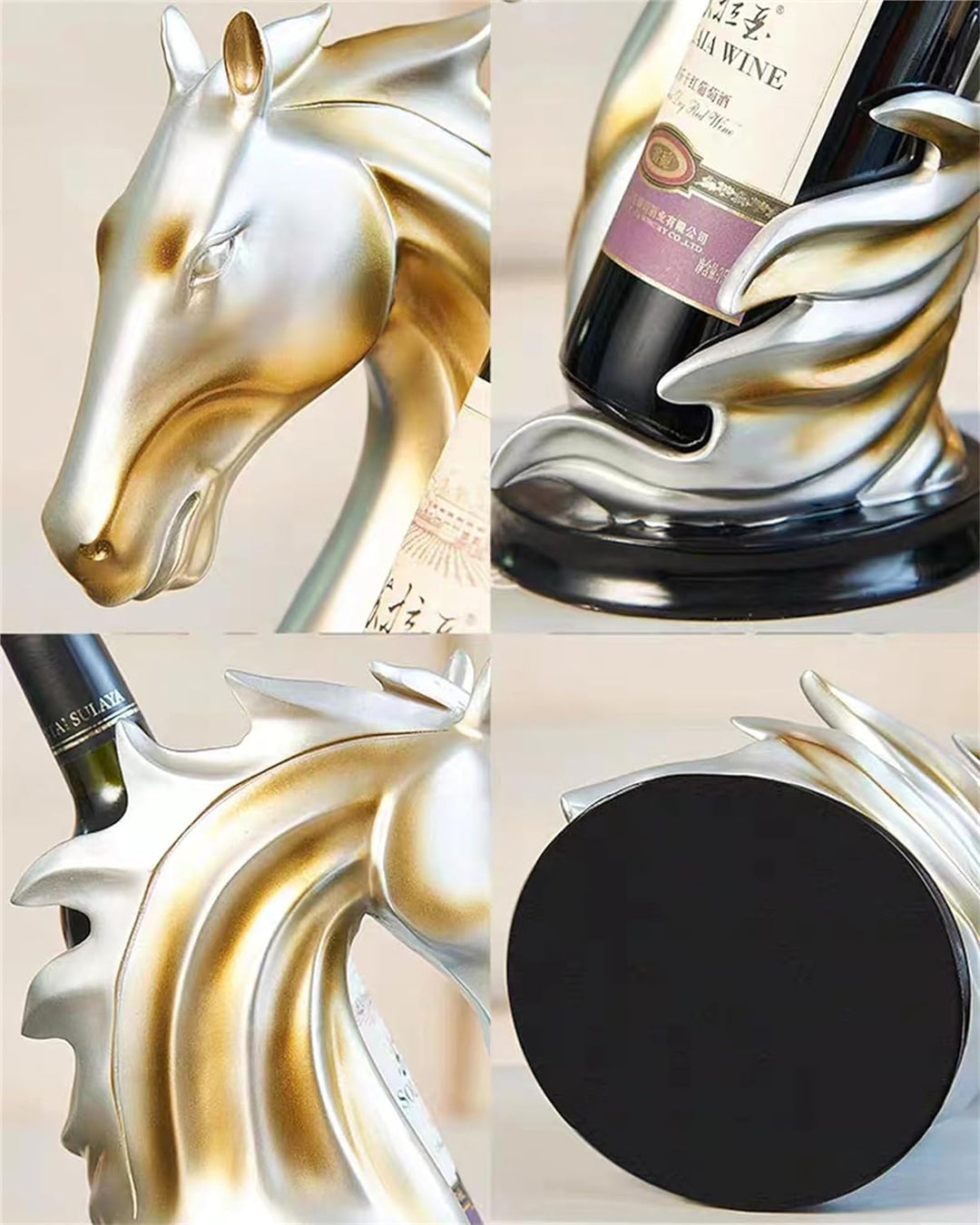 LL-COEUR Pferd Weinflaschenhalter Dekorative Weinregal Skulptur Weinständer Statue Flaschenregal Tis