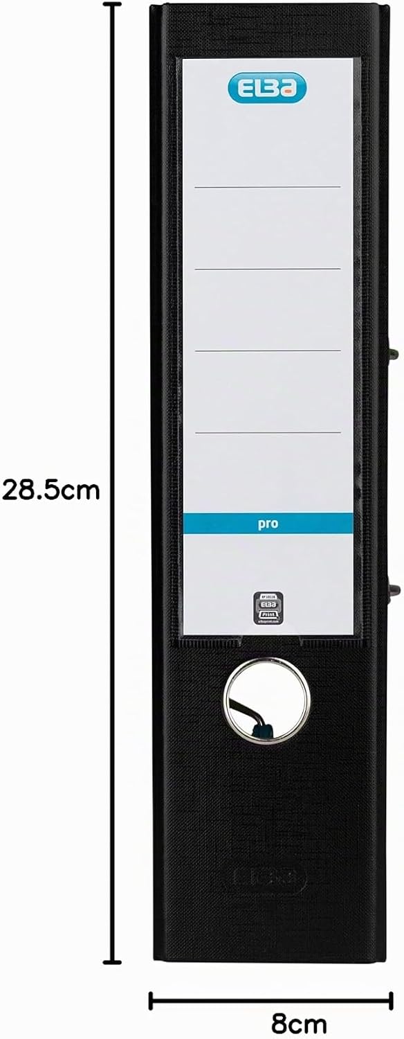 Elba Ordner A4, Smart Pro, 8 cm breit, Kunststoff aussen, schwarz, 10 Stück schwarz A4, breit, schwa