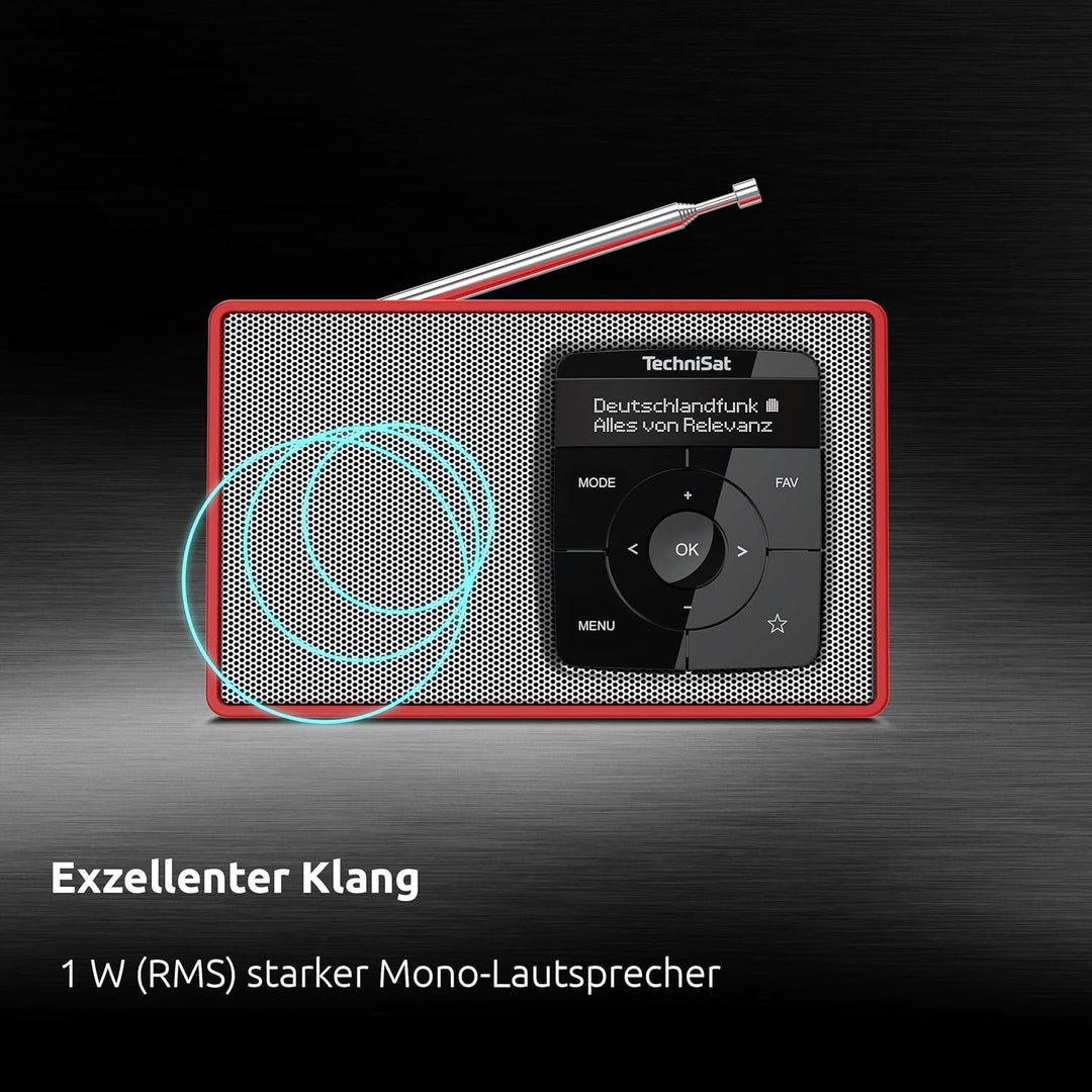 TechniSat DIGITRADIO 2 - Tragbares DAB+/UKW-Radio mit Akku (mit Bluetooth Audiostreaming, Weckfunkti
