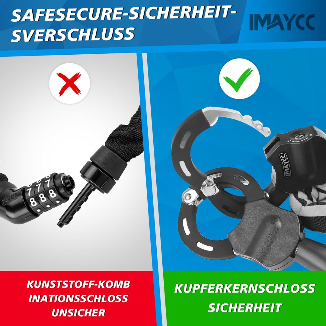IMAYCC Mini E Scooter Schloss, Tragbarkeit Schloss für E Scooter, Diebstahlschutz Handschellenschlos