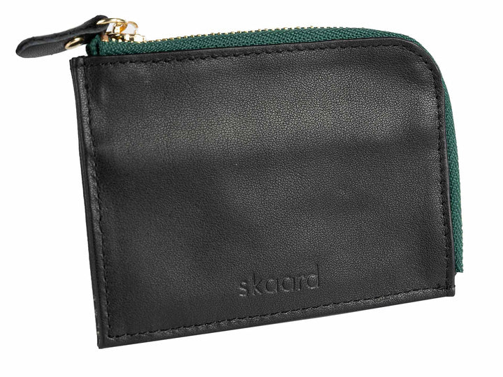 skaard Kleine Damen Geldbörse aus Leder, Schwarz/Grün mit RFID-Schutz Schwarz / Grün, Schwarz / Grün