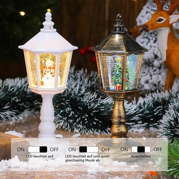 Schneekugel Weihnachten, Spieluhr Weihnachten, Warmweisses LED Licht, Schneekugel mit Musik, Windlic