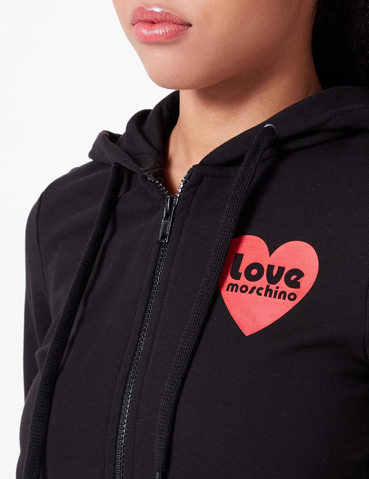 Love Moschino Damen Zippered Hoodie Jacket 44 Schwarz, 44 Schwarz