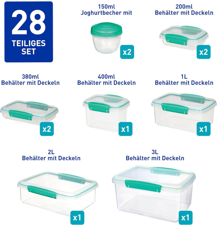 Sistema KLIP IT Vorratsdosen | Luftdichte und stapelbare Frischhaltedosen mit Deckel | Pausenbrotdos