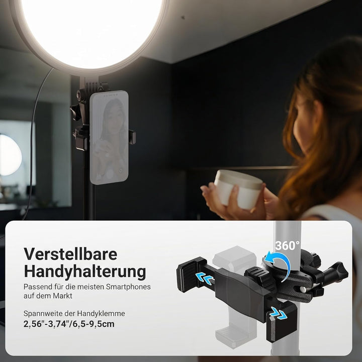 NEEWER BASICS 13" 45W Ringlicht mit 66" Ständer, 3000K-6500K CRI95+ grosses Vollbild LED Panel Licht
