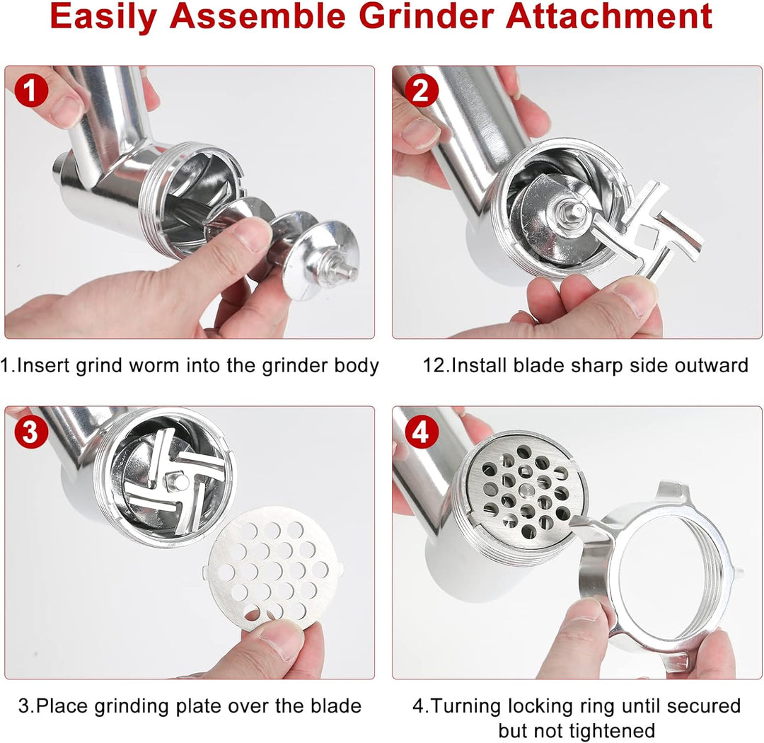 Fleischwolf Aufsatz für Kitchen-Aid Küchenmaschinen,als Kitchen-aid Standmixer Zubehör mit 4 Mahlsch