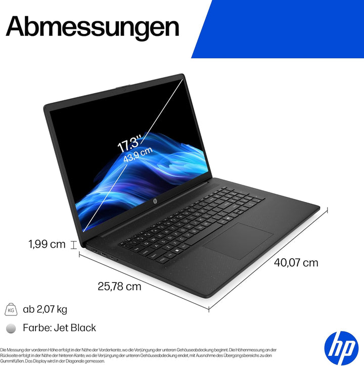 HP Laptop mit 17,3" FHD Display, AMD Ryzen 3 7320U, 8 GB DDR5 RAM, 512 GB SSD, AMD Radeon Grafik, Wi