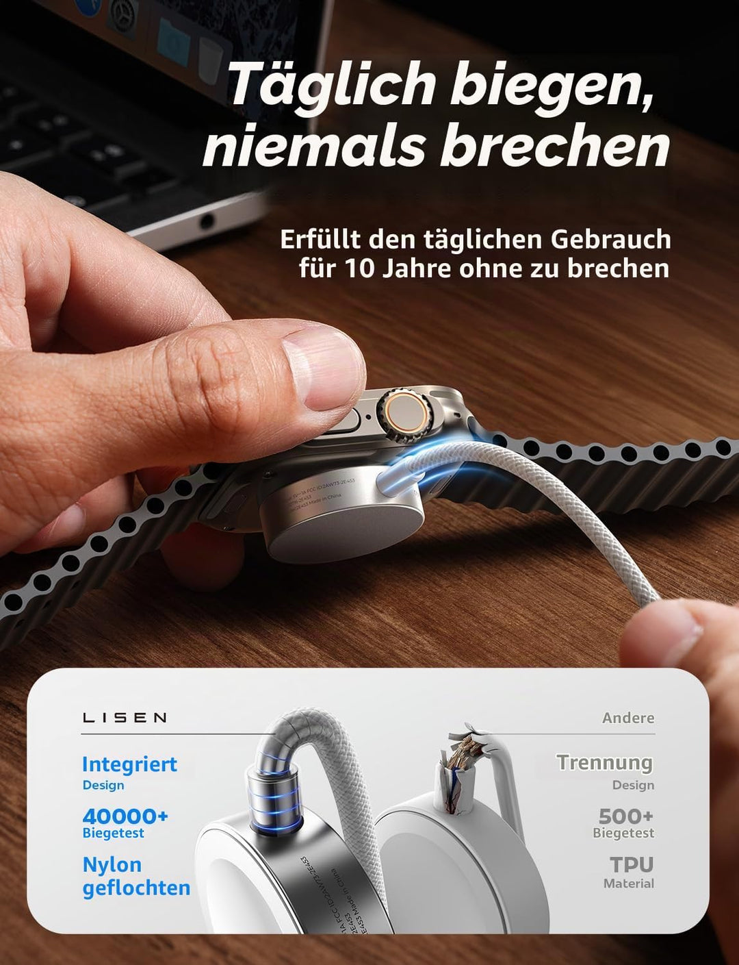 LISEN 5W für Apple Watch 11 Ladekabel USB C Schnellladekabel für Apple Watch Ultra 3, Smartwatch Lad