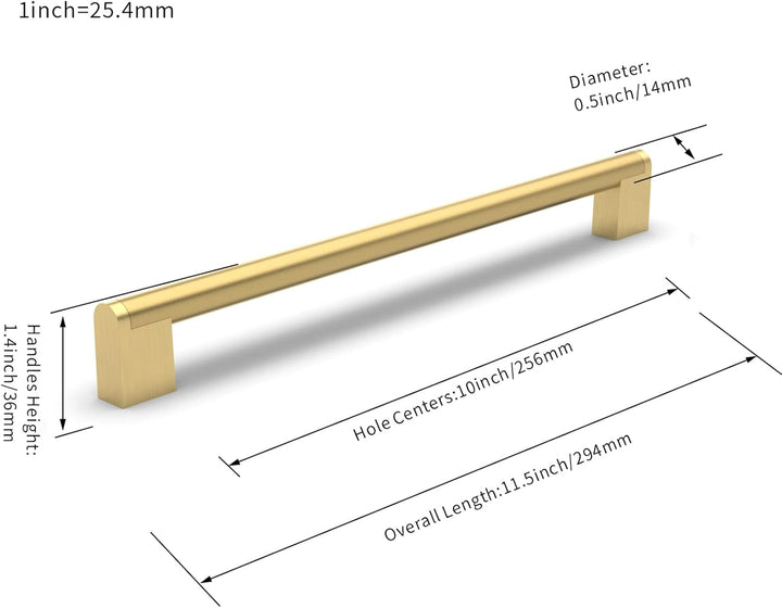 FURNIWARE 10 Stück Möbelgriffe, 256mm Bohrlochabstand Edelstahl Möbelgriffe Schrankgriffe Küche Kabi