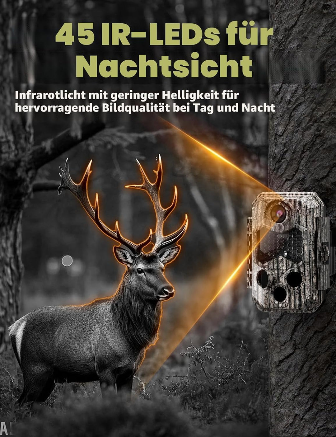 Wildkamera mit Handyübertragung App, 84MP 4K WLAN Wildkamera mit 8 AA-Batterien, 130 ° Weitwinkel Wi