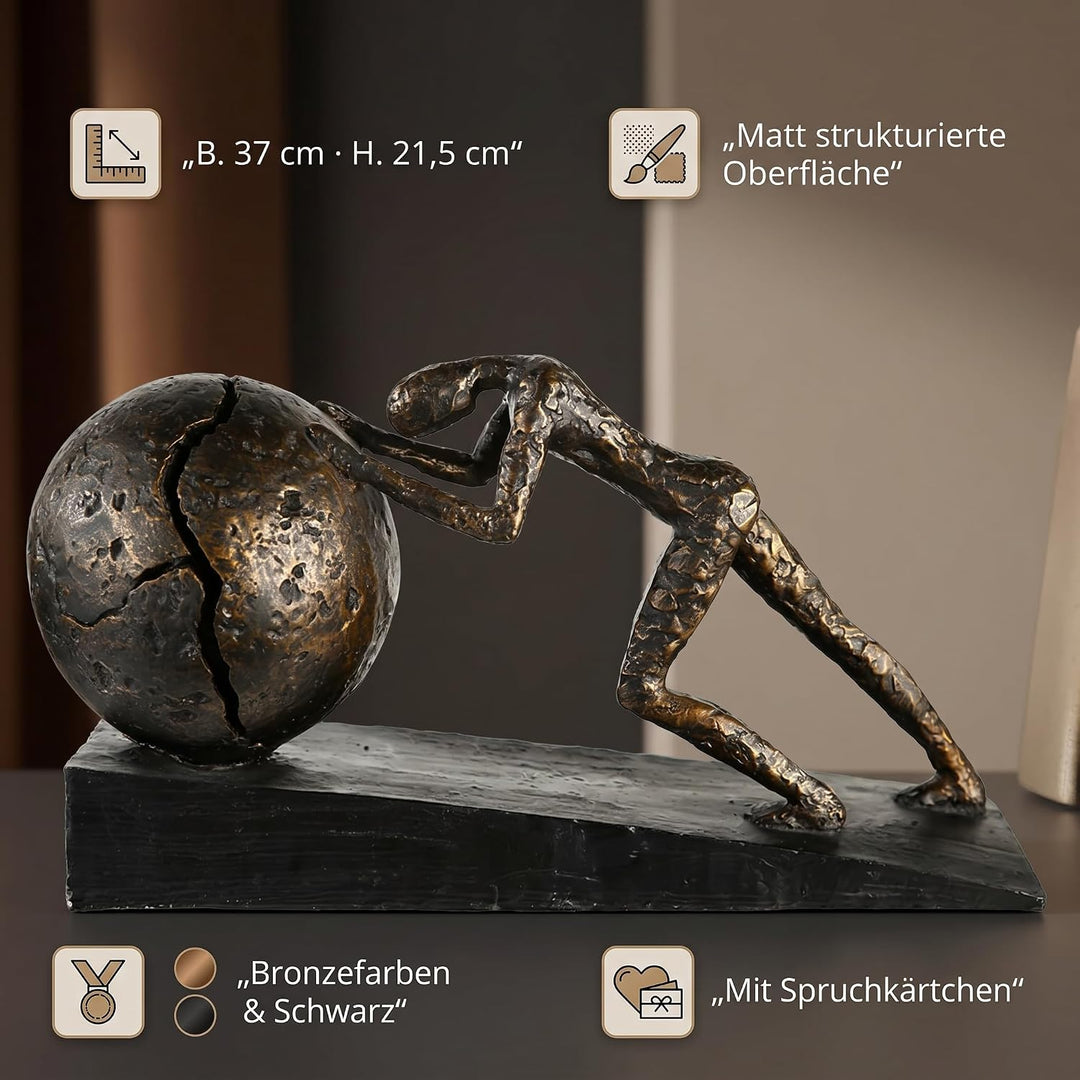 Casablanca - Skulptur Heavy Ball - Poly - Bronzefinish - Schwarzer Base - Höhe 21,5 cm - Länge 37 cm
