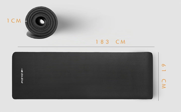 FIZYO Yogamatte 183x61x1 cm – Rutschfeste Fitness- &amp; Trainingsmatte aus NBR-Schaum – Gymnastikmatte