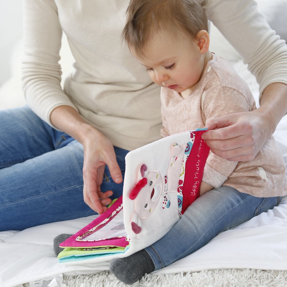 Fehn Baby Fotoalbum Rehkitz – Erinnerungsbuch Fotobuch zum Selbstgestalten und Fühlen aus Stoff – Ba