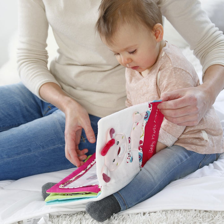 Fehn Baby Fotoalbum Rehkitz – Erinnerungsbuch Fotobuch zum Selbstgestalten und Fühlen aus Stoff – Ba