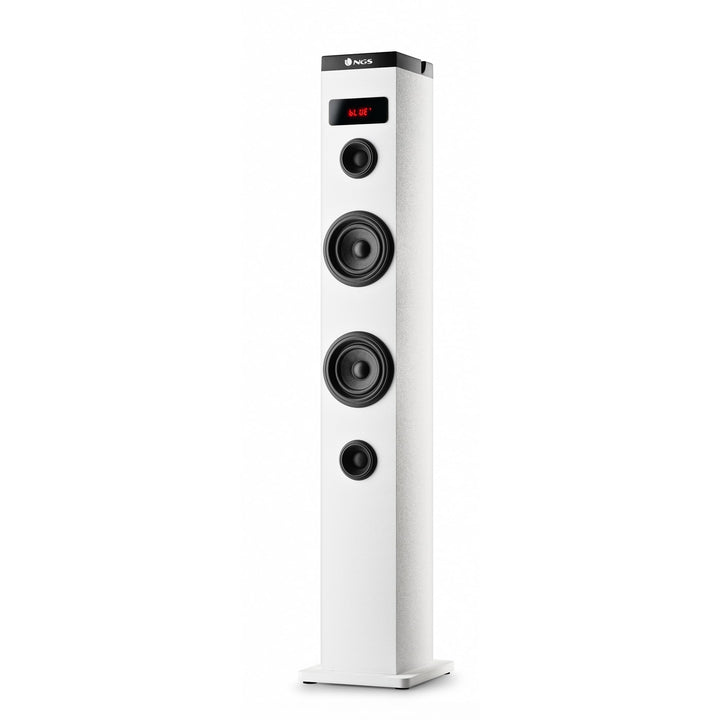 NGS Sky Charm White - 50W Bluetooth Sound Tower mit Fernbedienung, Optischem Eingang, USB, FM Radio
