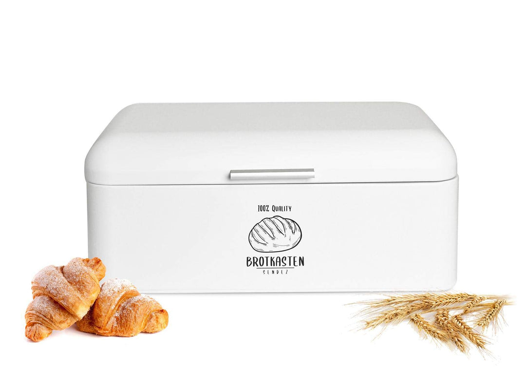 Sendez Grosser Brotkasten aus Metall mit Klappdeckel 42x22,5x17cm im Retro Look Rollbrotkasten Brotb