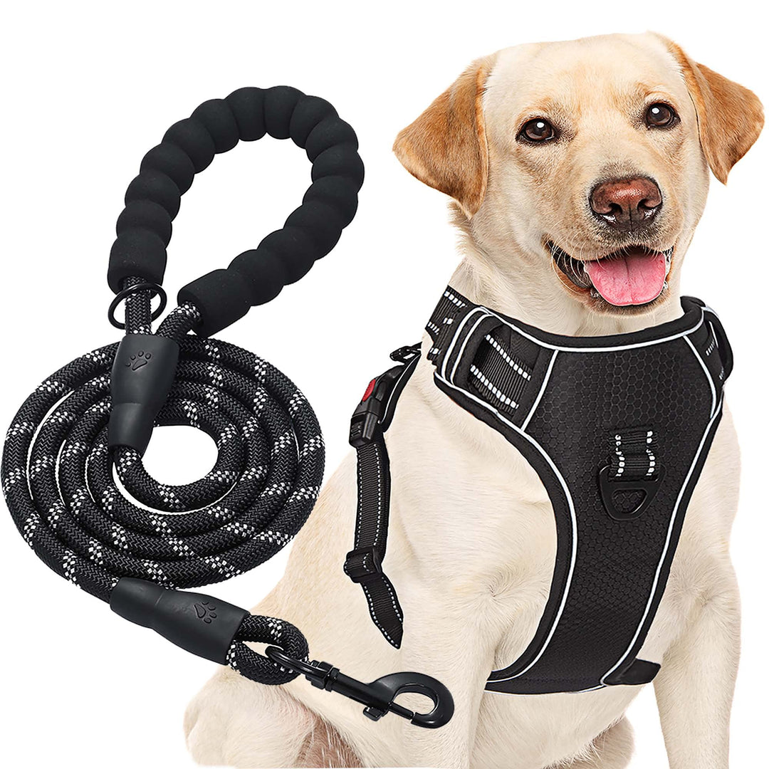 haapaw Hundegeschirr ohne Zug, einstellbar, reflektierend, Oxford, einfache Kontrolle, mittelgrosses