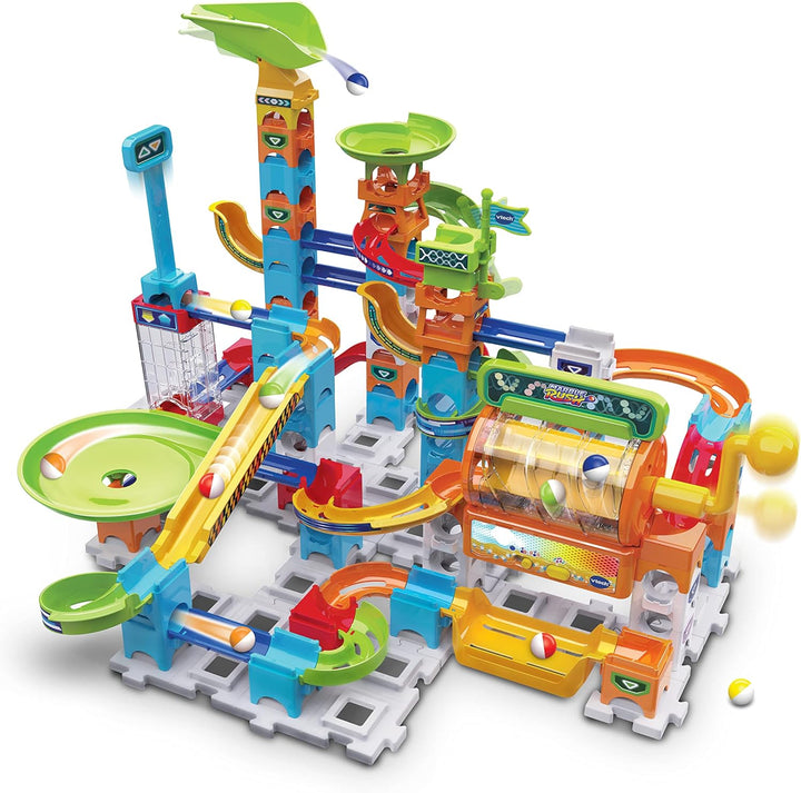 VTech Marble Rush - Super Action Set L100 E – Interaktives Kugelbahn-Set mit Licht und Sound, spanne