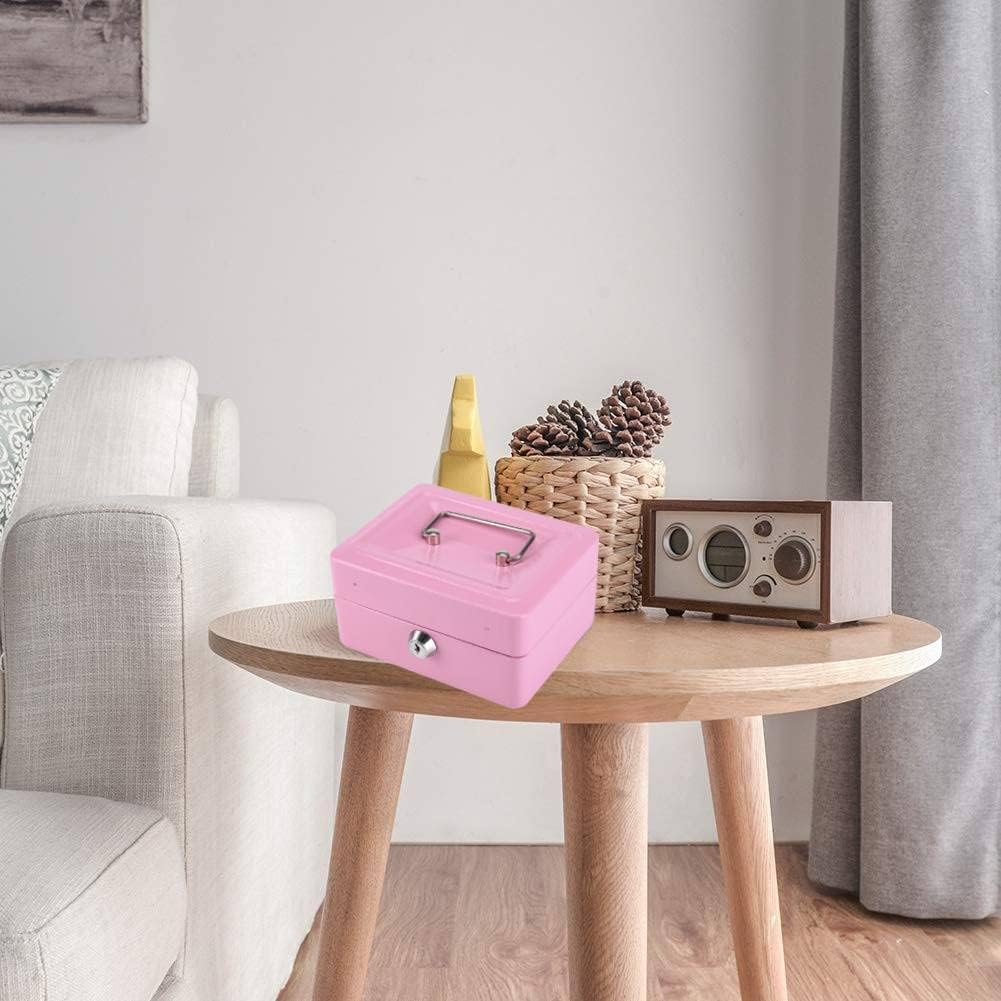 Feuerfeste wasserdichte Box mit Schlüsselschloss, Tragbare Mini Tragbarer Safe Stahl Petty Abschlies