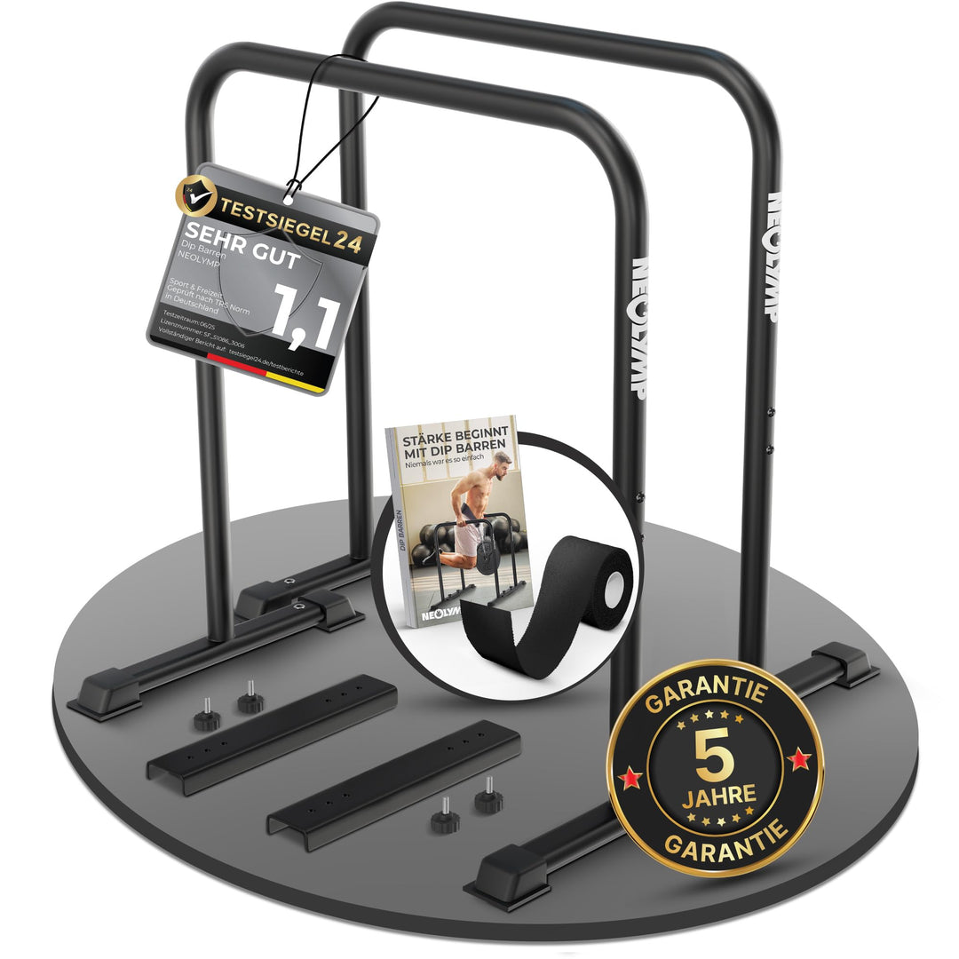 NEOLYMP Dip Barren Calisthenics Equipment – 400kg belastbare Dip Station mit E-Book - verstellbare B