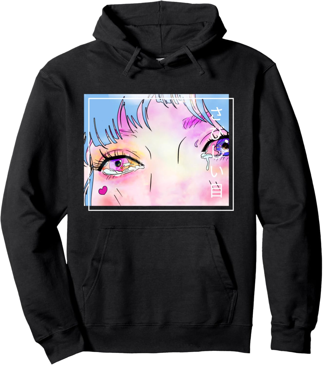 Sad Aesthetic Vaporwave Gothic Manga Anime Girl Eyes Art Pullover Hoodie