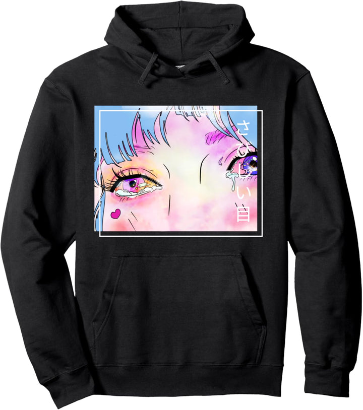Sad Aesthetic Vaporwave Gothic Manga Anime Girl Eyes Art Pullover Hoodie