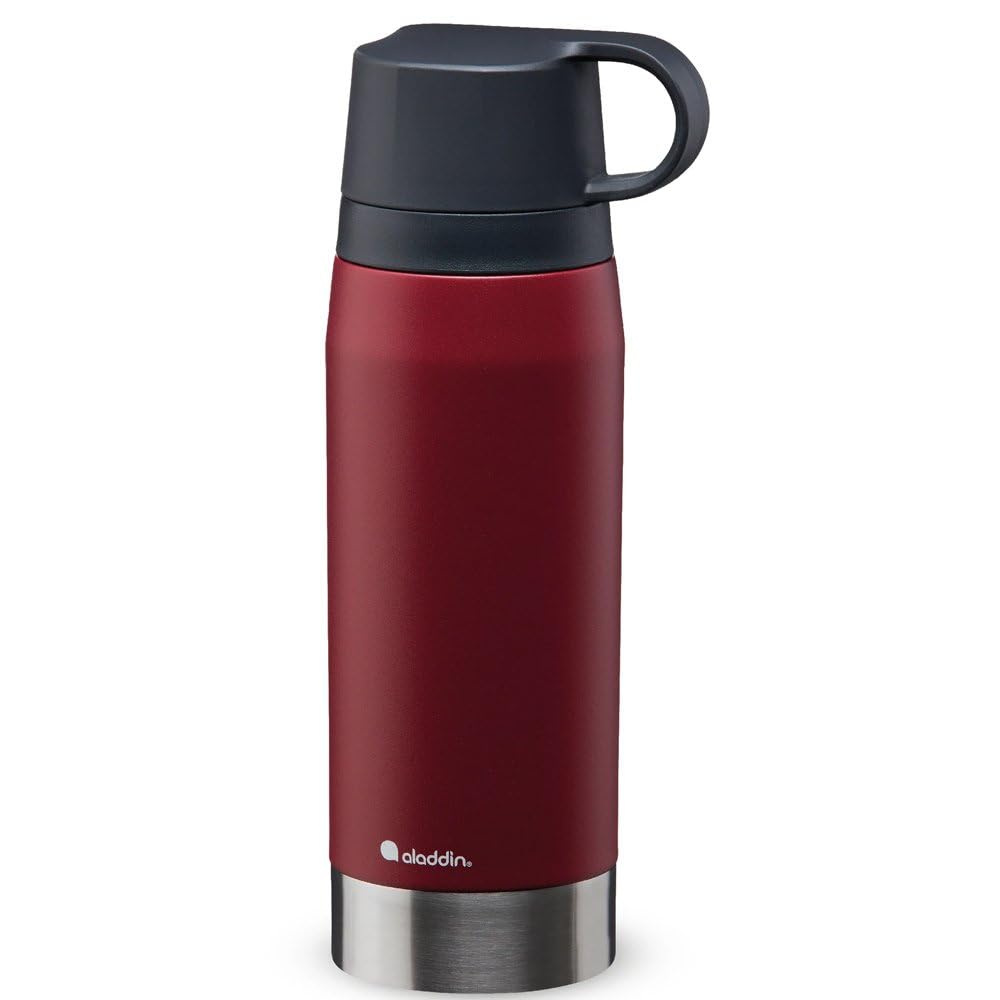Aladdin CityPark Thermavac Twin Cup Bottle 1.1L Burgundy Red – BPA FREE Stainless Steel Bottle with