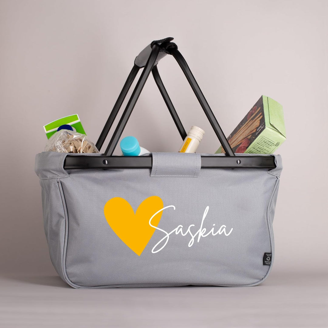 Herz &amp; Heim® Einkaufskorb personalisiert/faltbar/modernes Design/Geschenk-Idee für Jedermann (Herz),