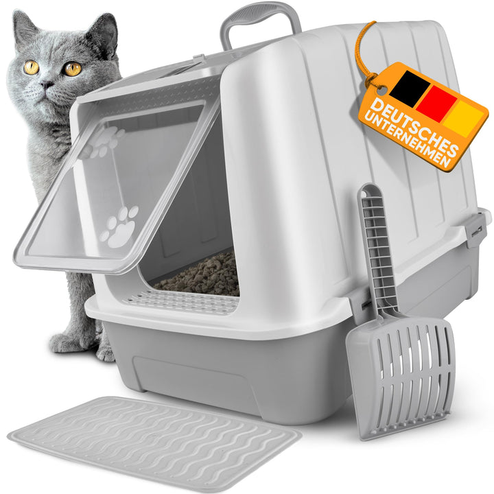 CROPLAS Katzenklo mit Deckel und Aktivkohlefilter, inklusive Katzenklo Matte und Katzenklo Schaufel