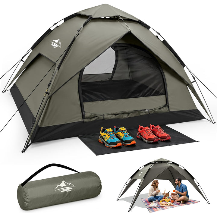 Zelt 2/3/4 Personen Campingzelt Pop Up - 40s Automatik Schnellaufbau 2-4 Mann Zelte Wasserdicht 3500