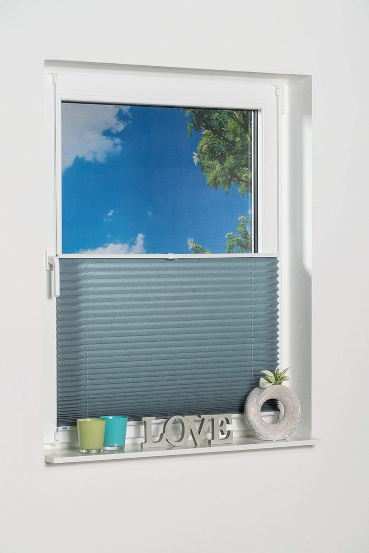 K-home Klemmfix-Plissee Petrol 110 x 130 cm (B x L) Lichtschutz +++ Moderne Crushed Optik +++ 110 x