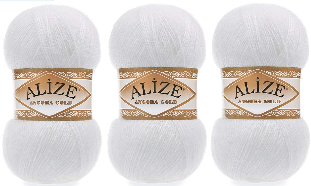 Alize Angora Goldgarn, 20 % Wolle, 80 % Acryl, 3 Skn, 300 g, 1805 Yds Faden, Häkeln, Handstricken, t