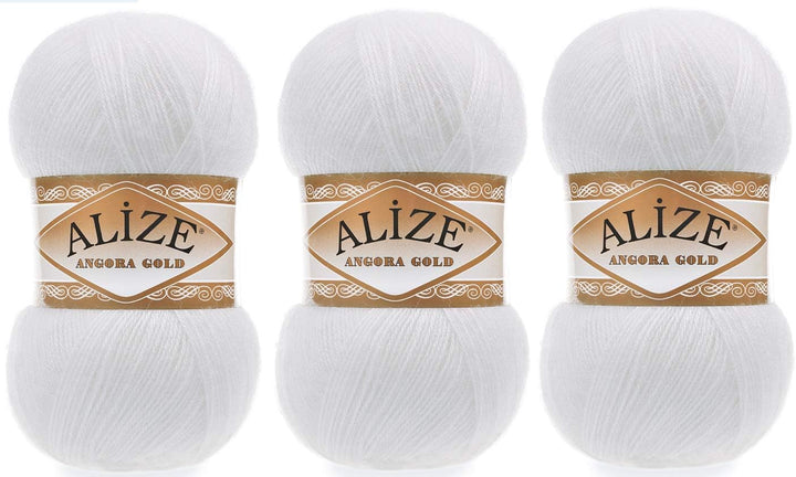 Alize Angora Goldgarn, 20 % Wolle, 80 % Acryl, 3 Skn, 300 g, 1805 Yds Faden, Häkeln, Handstricken, t