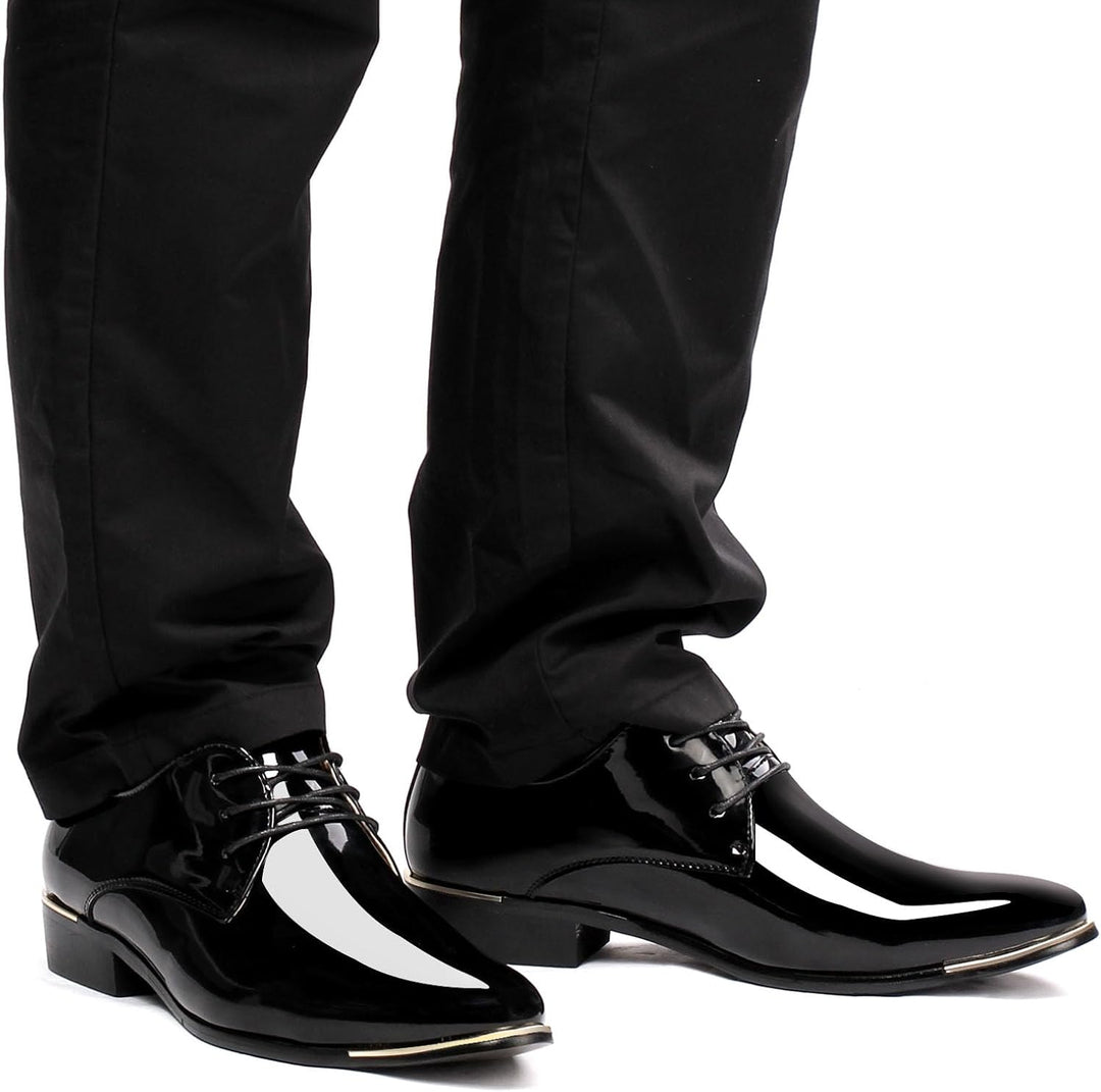 zpllsbratos Herren Lederschuhe Lackschuhe Derby Schnürhalbschuhe Oxford Hochzeit Schuhe 38-48 39 EU