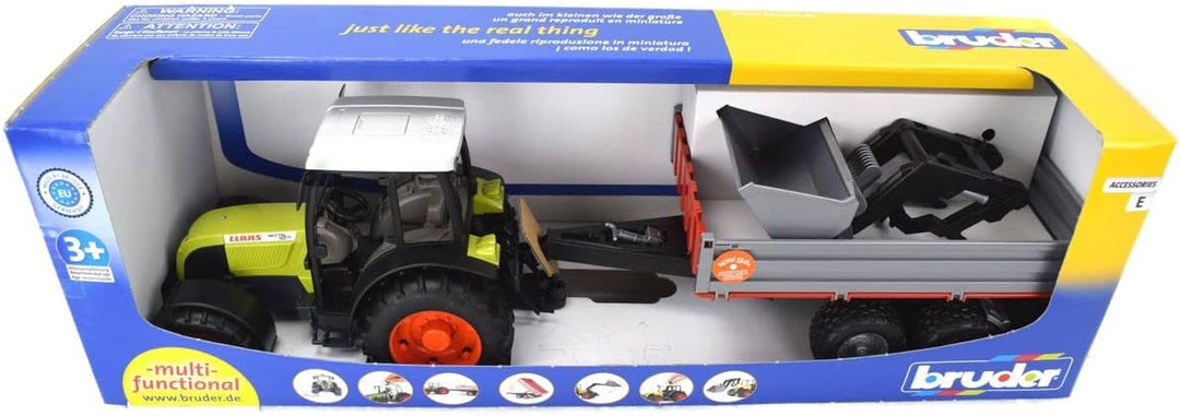 Bruder 02112 - Claas Trattore Nectis 267 F Con Benna E Rimorchio (1 Accessorie)