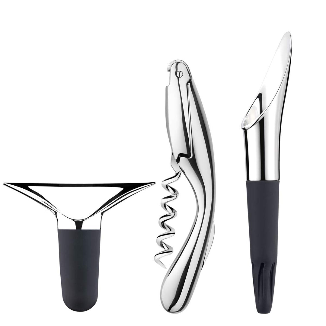 Georg Jensen GJ 083783 Wein Set, Korkenzieher, Winestopper und Winepourer, 3 Stück, Edelstahl, stain