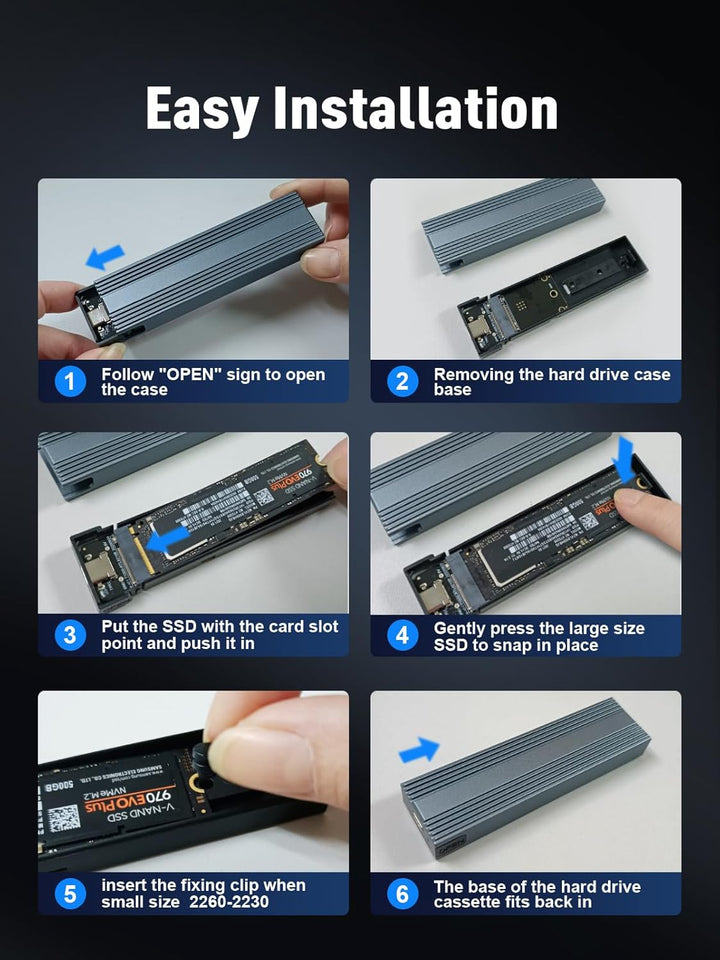 VCOM M.2 NVMe SSD Gehäuse, 10Gbps NVMe PCIe auf USB Adapter mit USB 3.2 Gen2, werkzeugfreie Installa