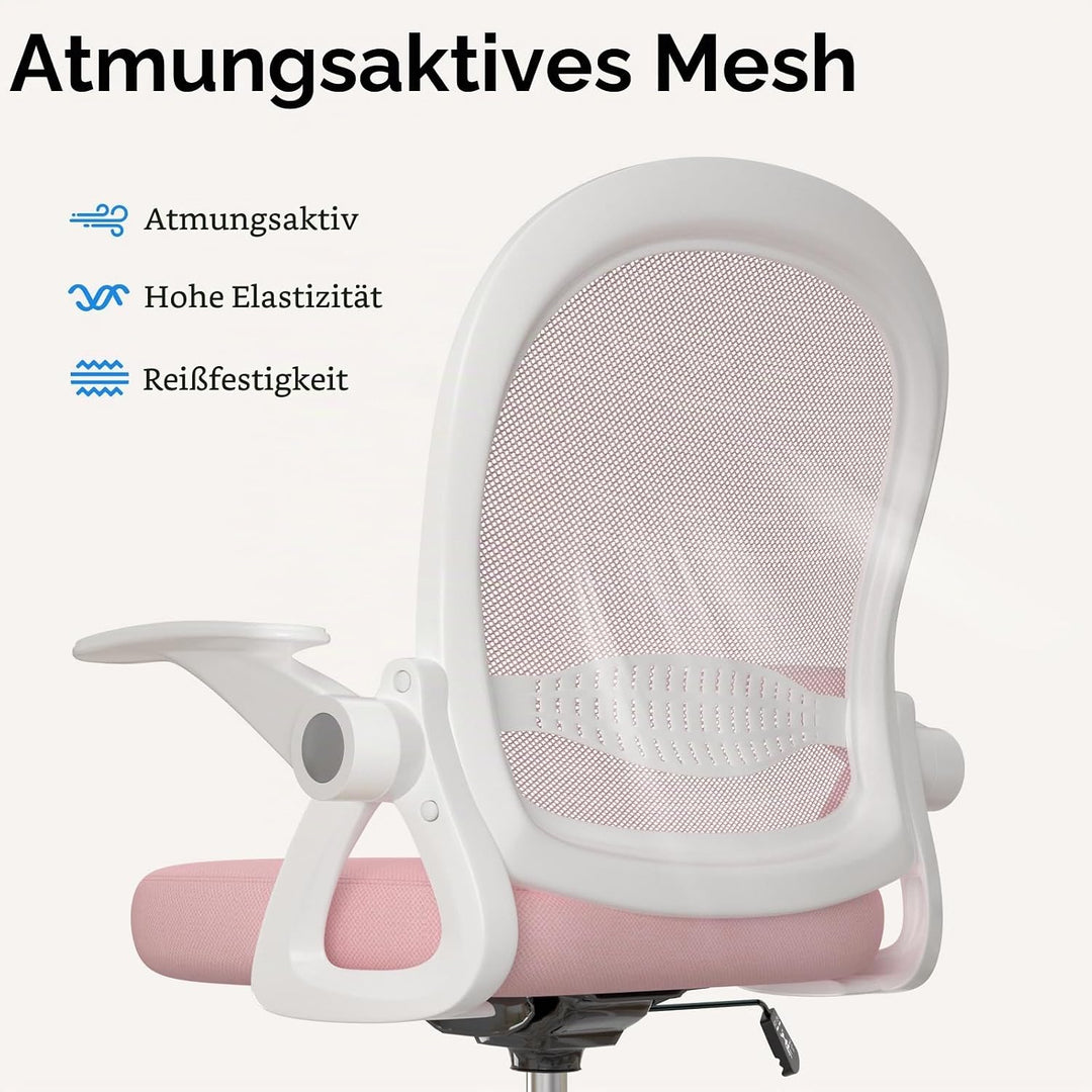 rattantree Ergonomischer Bürostuhl mit Verstellbare Fussstütze Ring, Rosa | Schreibtischstuhl, Höhen